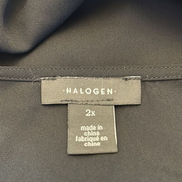 Halogen black long sleeve sheer blouse Size 2 X New - Picture 11 of 11